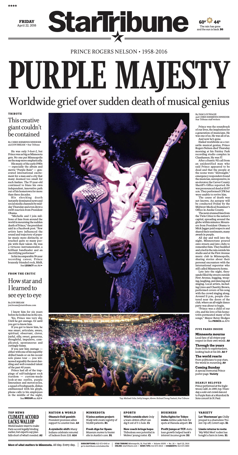 PURPLE MAJESTY — breaking news A1